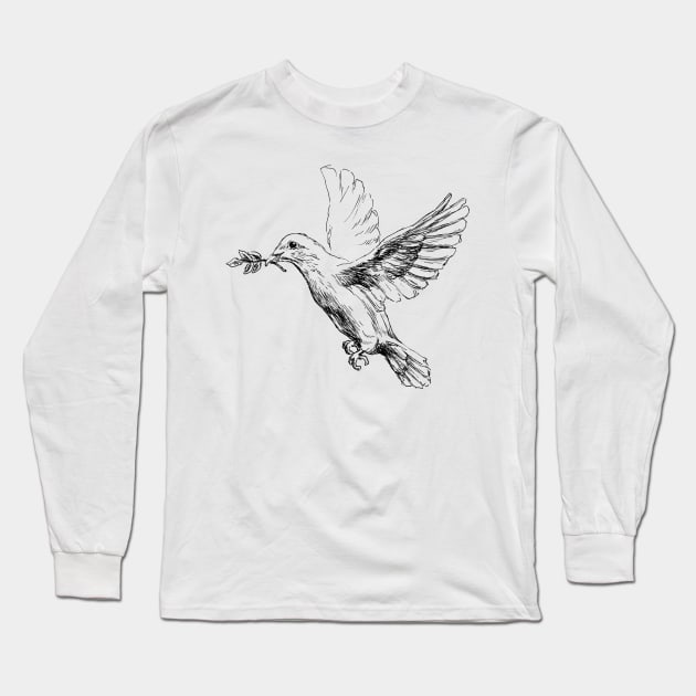 White Dove Illustration Long Sleeve T-Shirt by rachelsfinelines